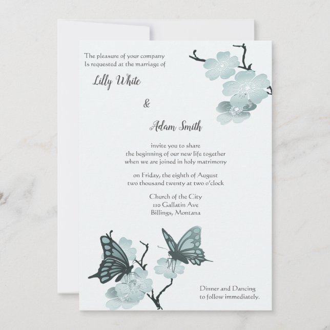 Spring Blossoms With Blue Butterflies (Front)