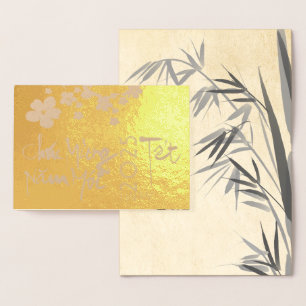 Spring Blosson Bamboo Happy Vietnamese Tet Luxury Foil Card