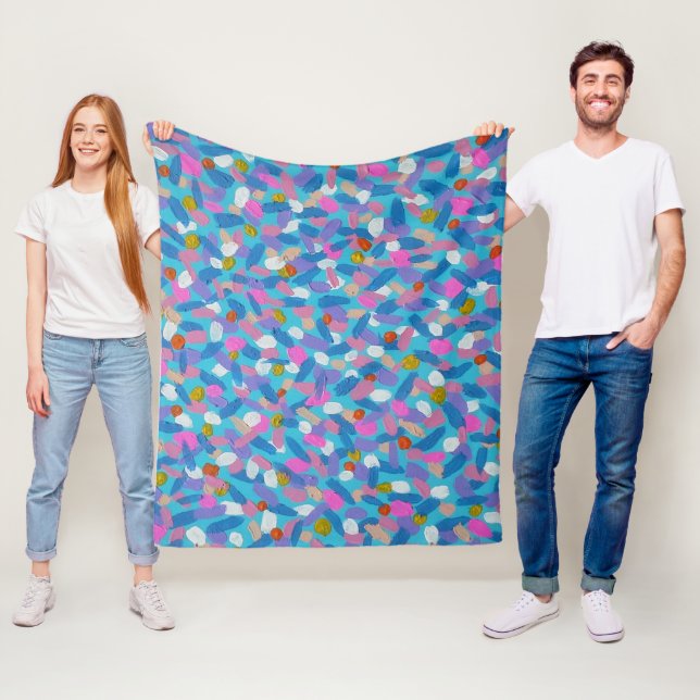 Spring Blue Abstract Fleece Blanket (In Situ)