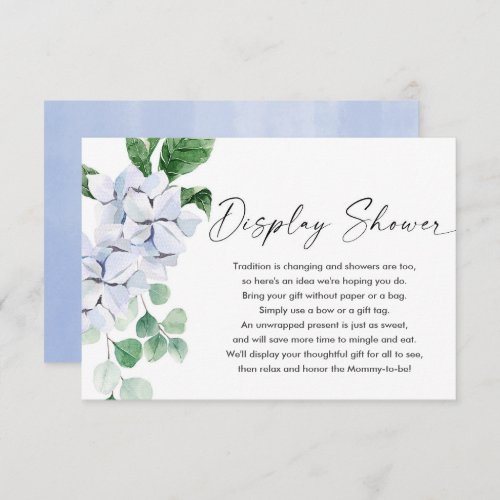 Spring blue floral greenery display shower enclosure card