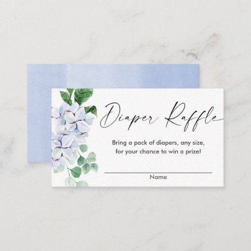 Spring blue green floral baby shower diaper raffle enclosure card