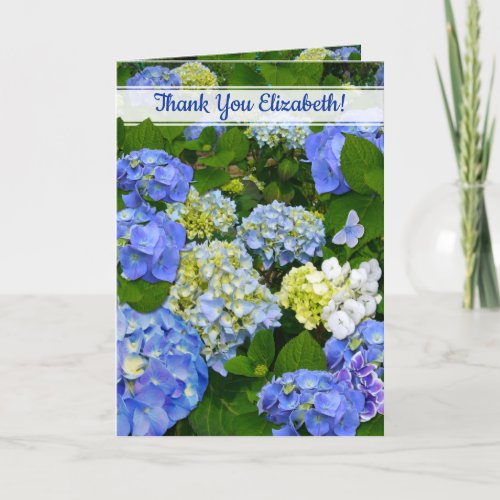 Spring Blue Hydrangea Christian Friend Thank you Card