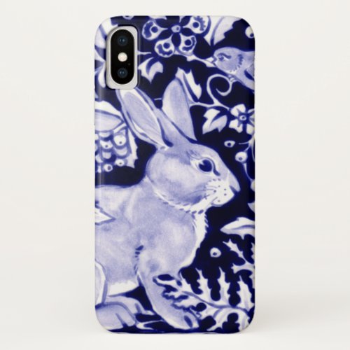 Spring Blue  White Bunny  Bird Floral Easter iPhone X Case