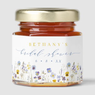 Spring Blue & Yellow Wildflowers Bridal Shower Honey Jar Favors