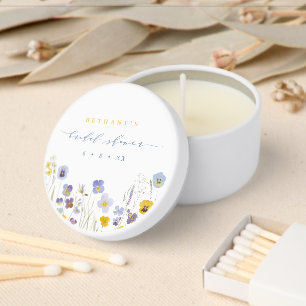 Spring Blue & Yellow Wildflowers Bridal Shower Mini Candle Favors