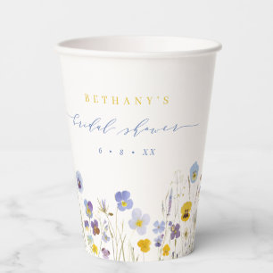 Spring Blue & Yellow Wildflowers Bridal Shower Paper Cups