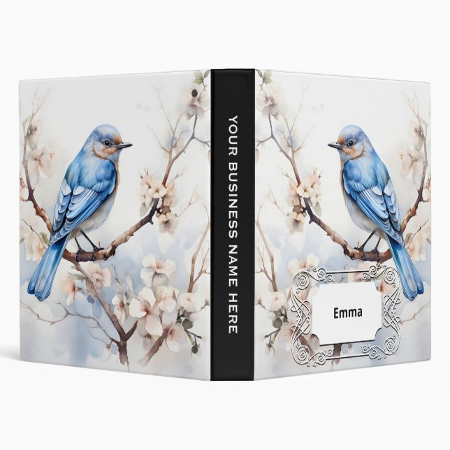Spring Bluebird in the Blossoming Tree 3 Ring Binder (Background)