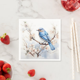 Spring Bluebird in the Blossoming Tree Napkins