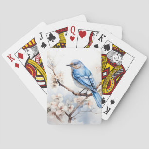 Spring Bluebird in the Blossoming Tree Poker Cards