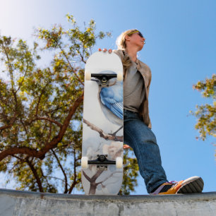 Spring Bluebird in the Blossoming Tree Skateboard