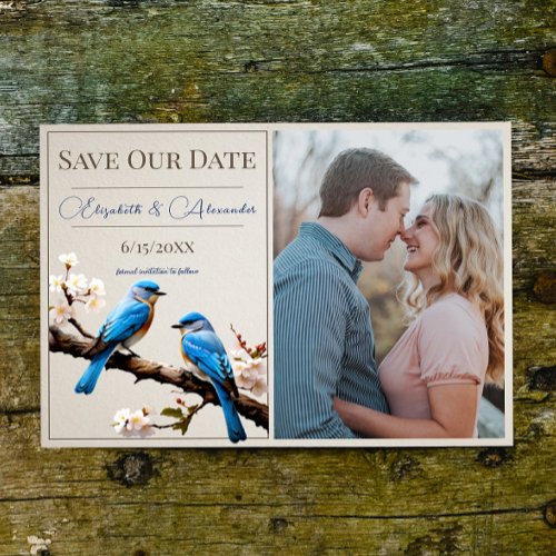 Spring Bluebirds Photo Save the Date Announcement