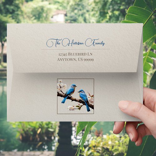 Spring Bluebirds Wedding Envelope