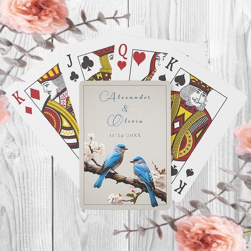 Spring Bluebirds Wedding Favor Poker Cards