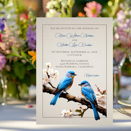 Spring Bluebirds Wedding Invitation