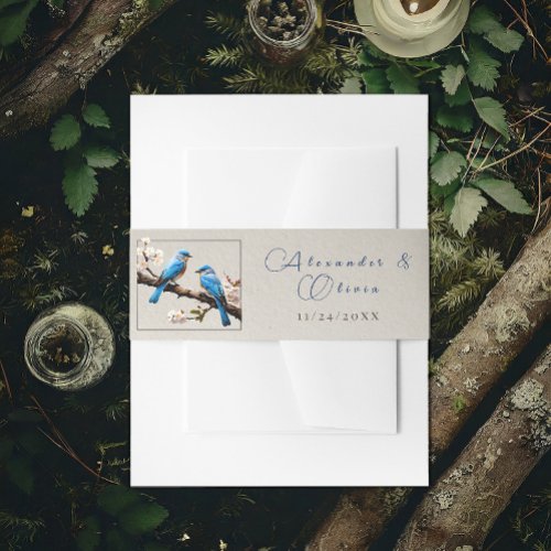 Spring Bluebirds Wedding Invitation Belly Band