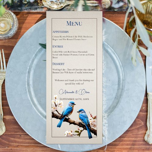 Spring Bluebirds Wedding Menu