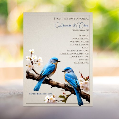 Spring Bluebirds Wedding Program