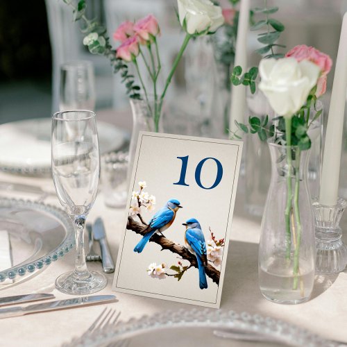 Spring Bluebirds Wedding  Table Number