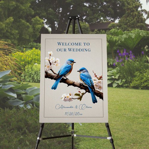 Spring Bluebirds Wedding Welcome Foam Board