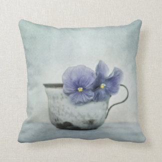 spring blues with a hint of yellow (Pansy Pillow) Throw Pillow