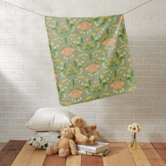 Spring Blush and Green Moths and Butterflies Baby Blanket