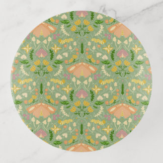 Spring Blush and Green Moths and Butterflies Trinket Tray