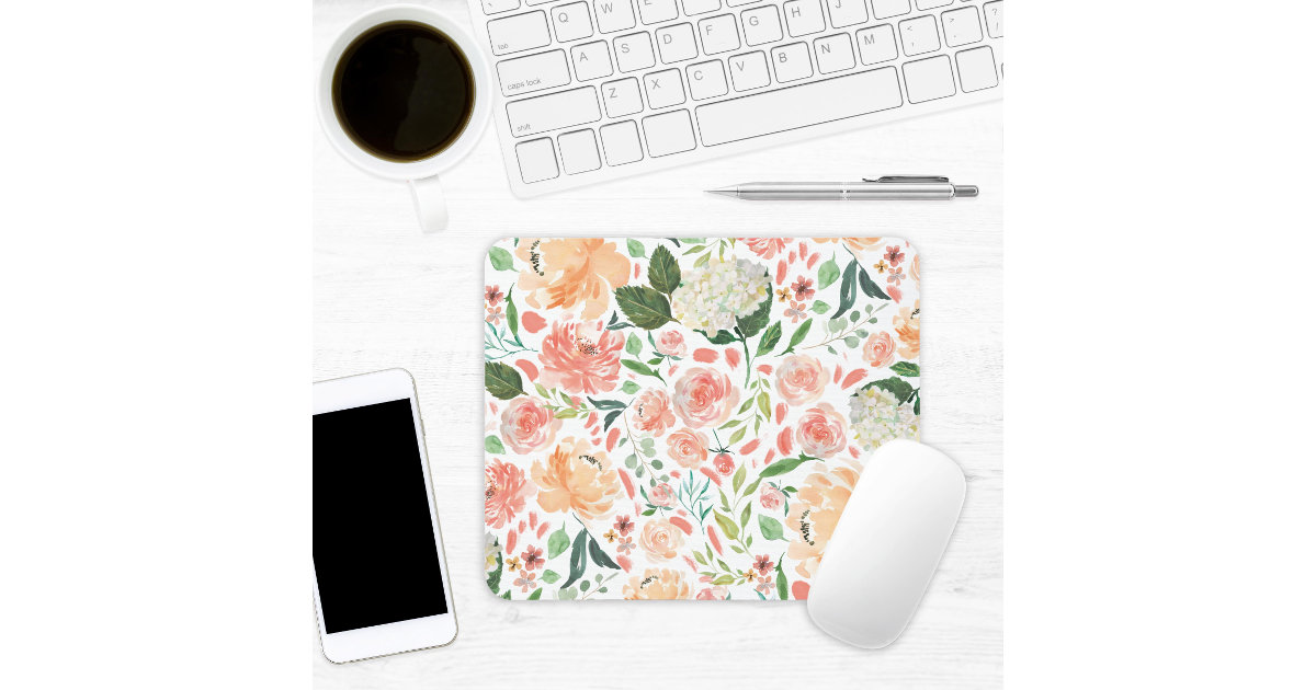 Office Desk Accessories, Personalized Mouse Pad, Office Decor for Women,  Watercolor Burgundy Floral Mouse Pad, Personalized Gift 