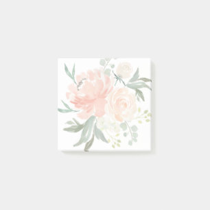 Spring Blush and Peach Watercolor Floral Post-it Notes