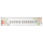 Spring Blush and Peach Watercolor Florals Office Nameplate Spring Blush and Peach Watercolor Florals Office Nameplate