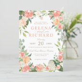 Spring Blush and Peach Watercolor Florals Wedding Invitation (Standing Front)