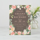 Spring Blush and Peach Watercolor Florals Wedding Invitation (Standing Front)