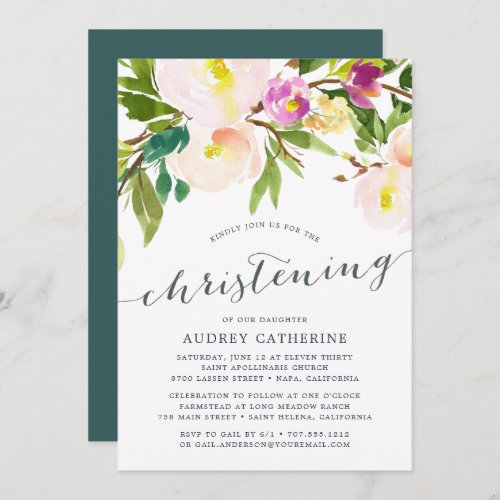 Spring Blush  Christening Invitation