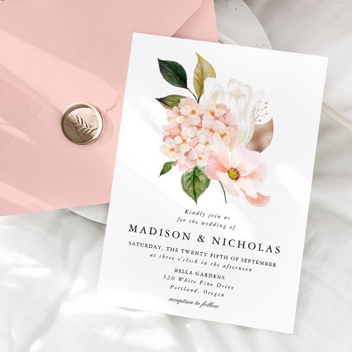 Spring Blush Floral Bouquet Wedding Invitation