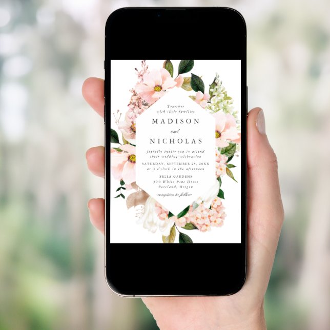 Spring Blush Floral Frame Wedding Invitation (Front Digital)
