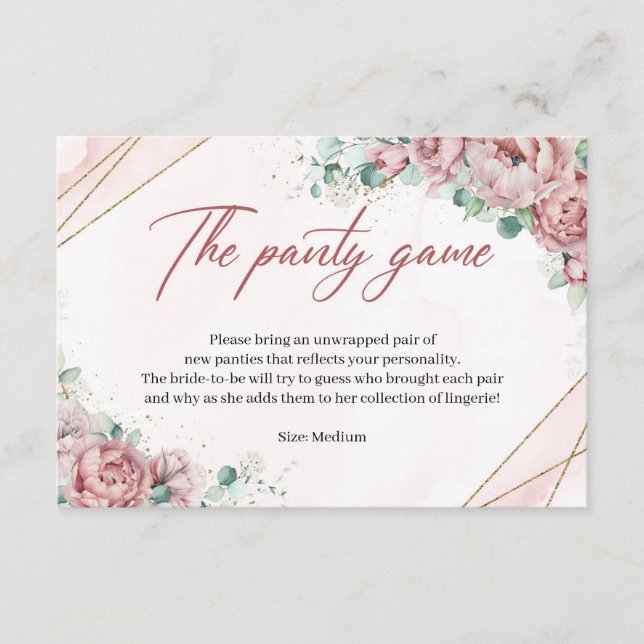 Spring Blush floral gold green The panty game card (Front)