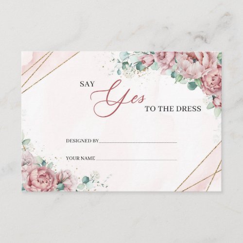 Spring Blush floral gold Say Yes to the dress Card