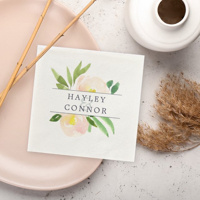 Spring Blush | Floral Personalized Wedding Napkins (Creator Uploaded)