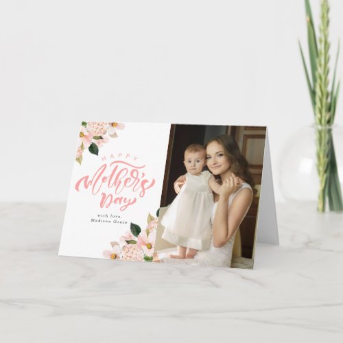 Spring Blush Floral Photo Mothers Day Card