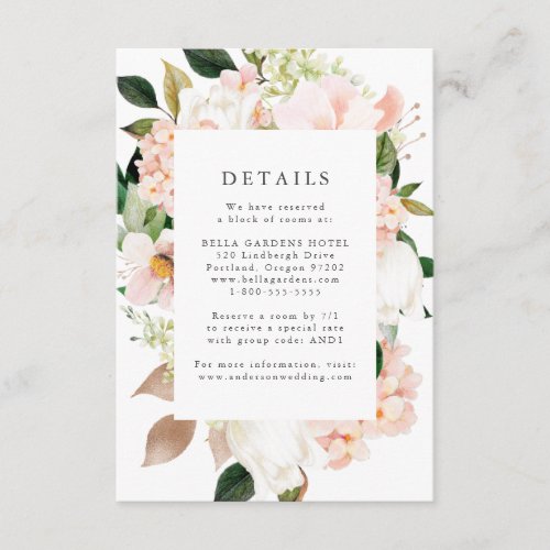 Spring Blush Floral Wedding Details Enclosure Card