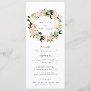Spring Blush Floral Wedding Menu Card