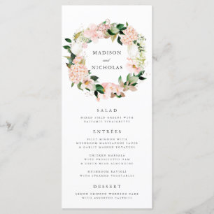 Spring Blush Floral Wedding Menu Card