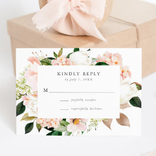 Spring Blush Floral Wedding RSVP Card