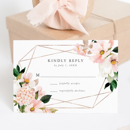 Spring Blush Floral Wedding RSVP Card