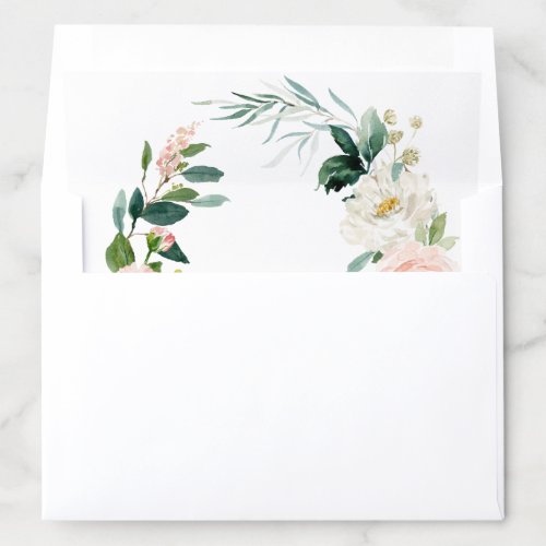 Spring Blush Floral Wreath Envelope Liner