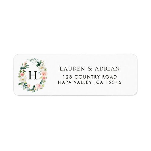 Spring Blush Floral Wreath Return Address Labels