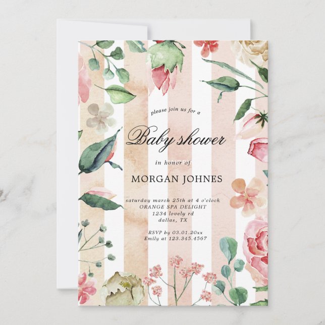 spring blush garden elegant Baby Shower Invitation (Front)