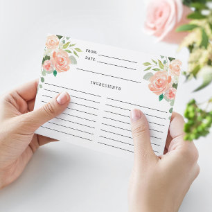 Spring Blush Peach Sage Watercolor Floral Recipe