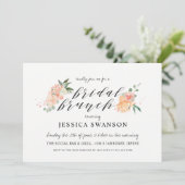 Spring Blush Peach Watercolor Floral Bridal Brunch Invitation (Standing Front)