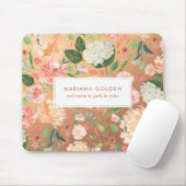 Spring Blush Peach Watercolor Floral Gold Personal Mouse Pad (With Mouse)