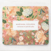 Spring Blush Peach Watercolor Floral Gold Personal Mouse Pad (Front)